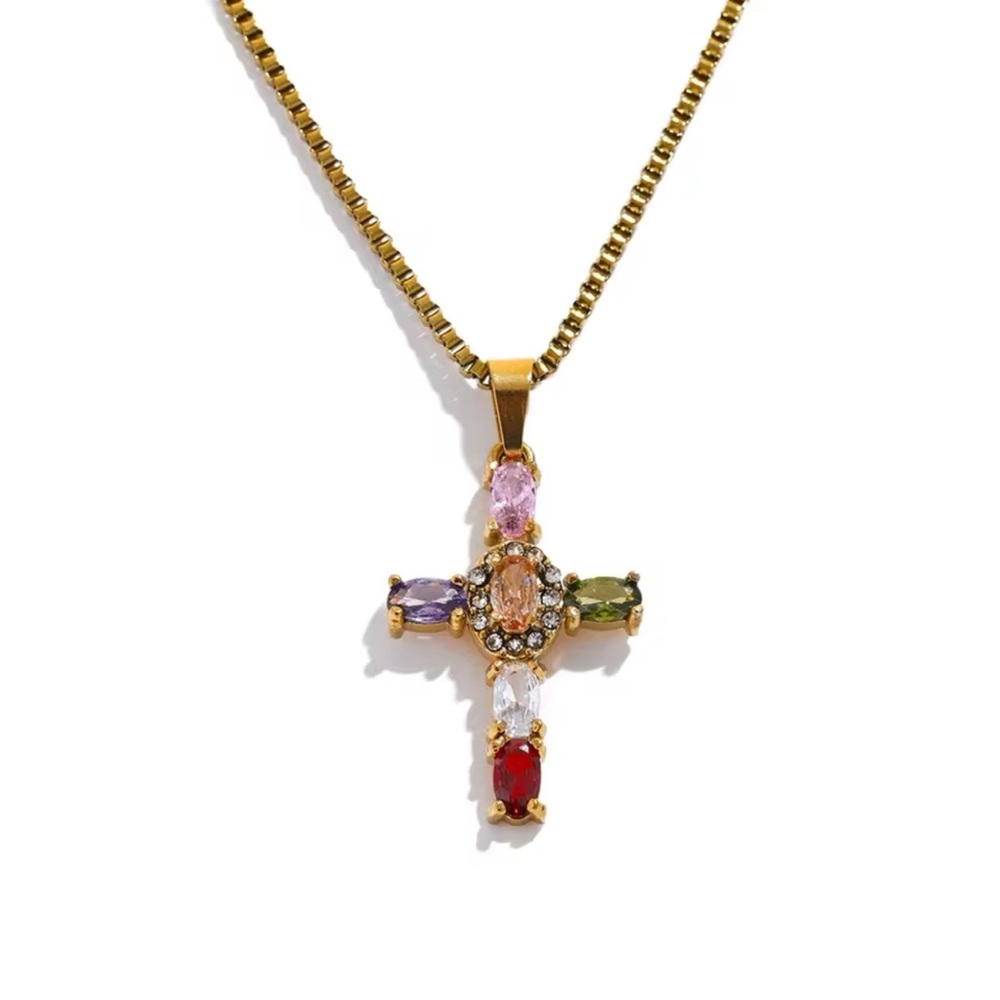 Gold Plated Cross Pendant Necklace Waterproof Tarnish-Free